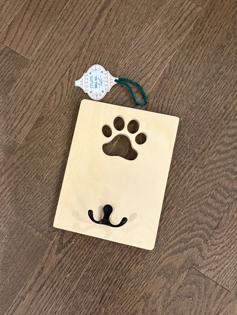 Wooden Paw Print Wall Hook - Natural Wood